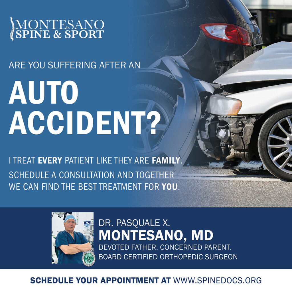 If your whiplash related symptoms, back, or neck pain isn't going away, we invite you to schedule a consultation with Montesano Spine and Sport. 