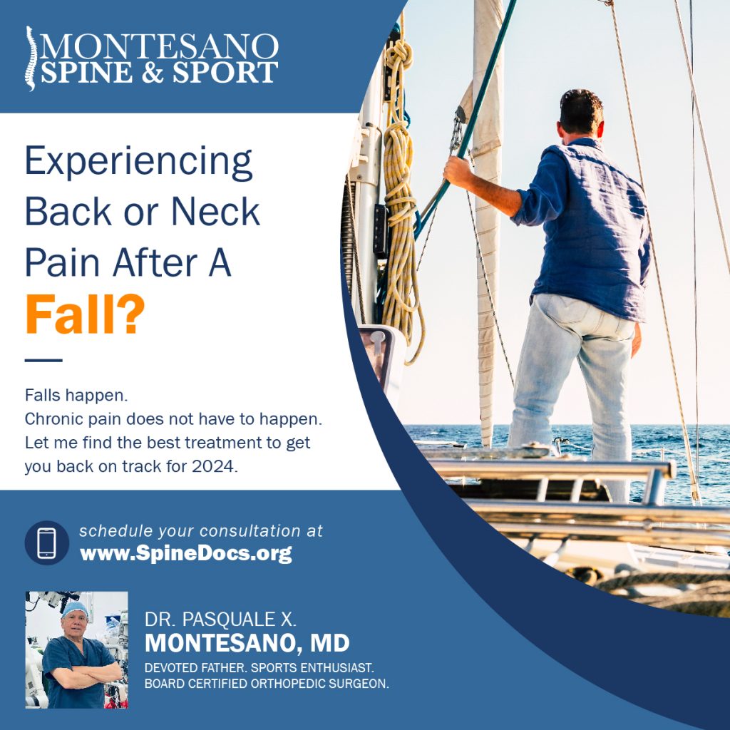 Find relief from chronic pain after a fall with Dr Pasquale X Montesano and Montesano Spine and Sport.