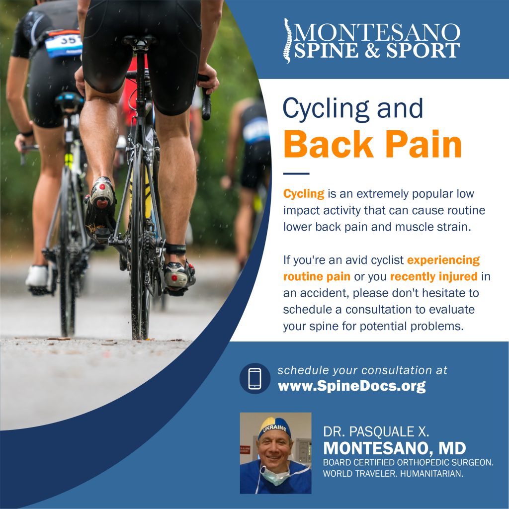 Cycling is an extremely popular low impact activity that can cause routine lower back pain and muscle strain.