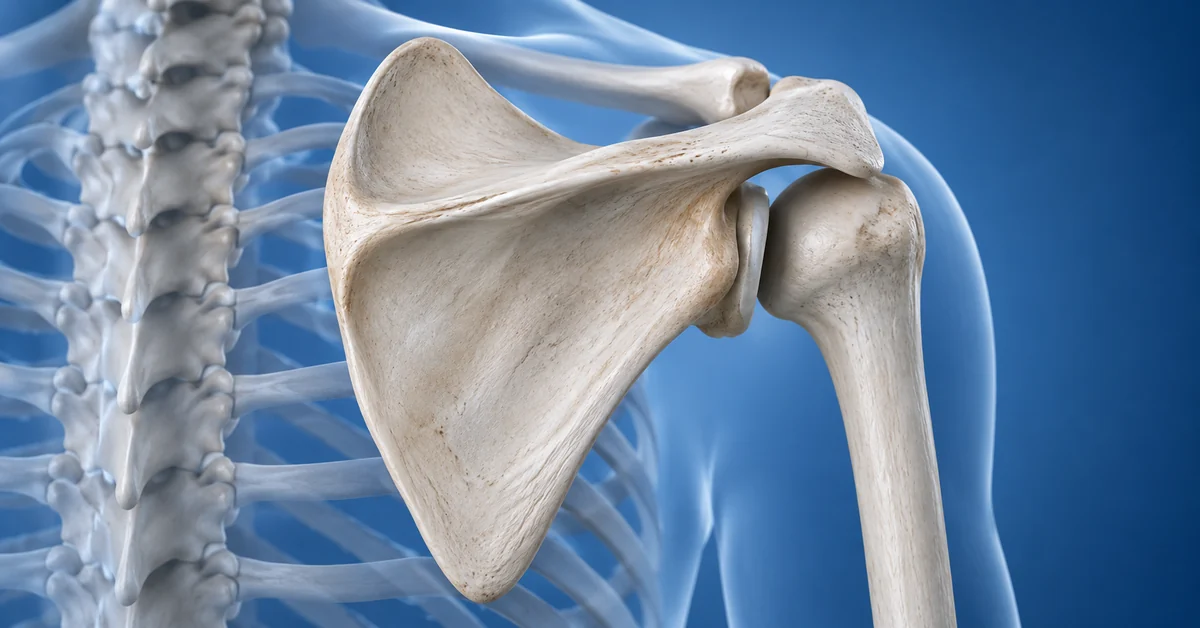 Medical illustration showing the spine of the scapula