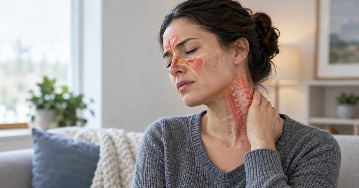 Sinus inflammation and upper-neck tension causing neck pain