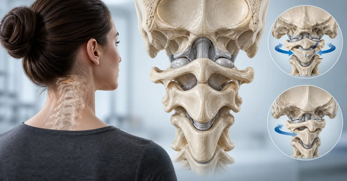 C2 vertebra supporting head rotation at the upper cervical spine