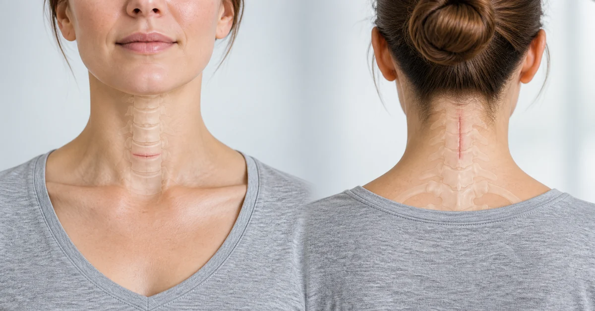 Anterior and posterior cervical fusion scar locations