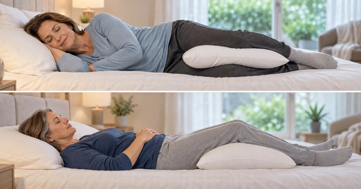 Side and back sleeping positions for spinal stenosis comfort