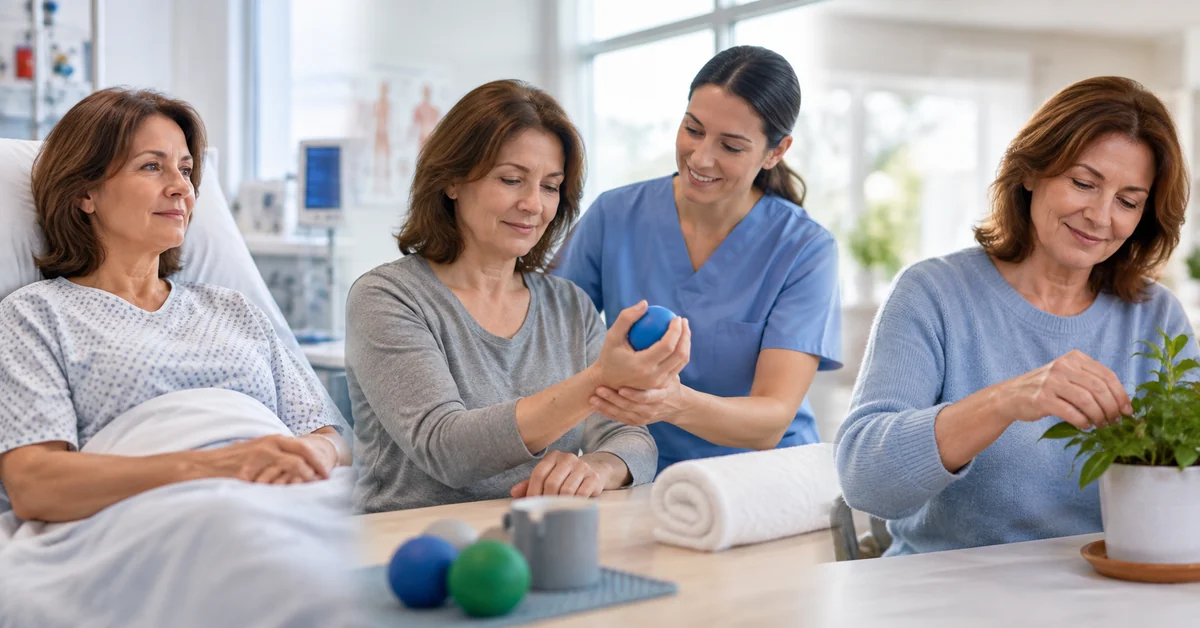 Patient rebuilding hand function during cervical surgery recovery