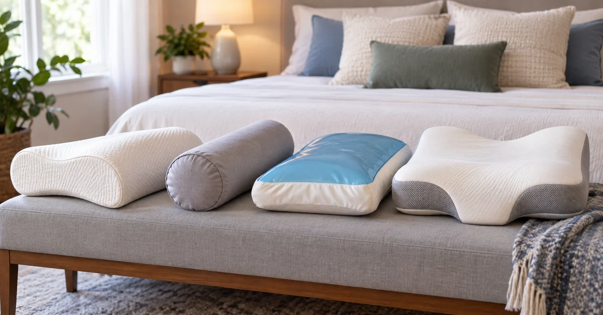 Selection of contoured orthopedic and cervical roll pillows