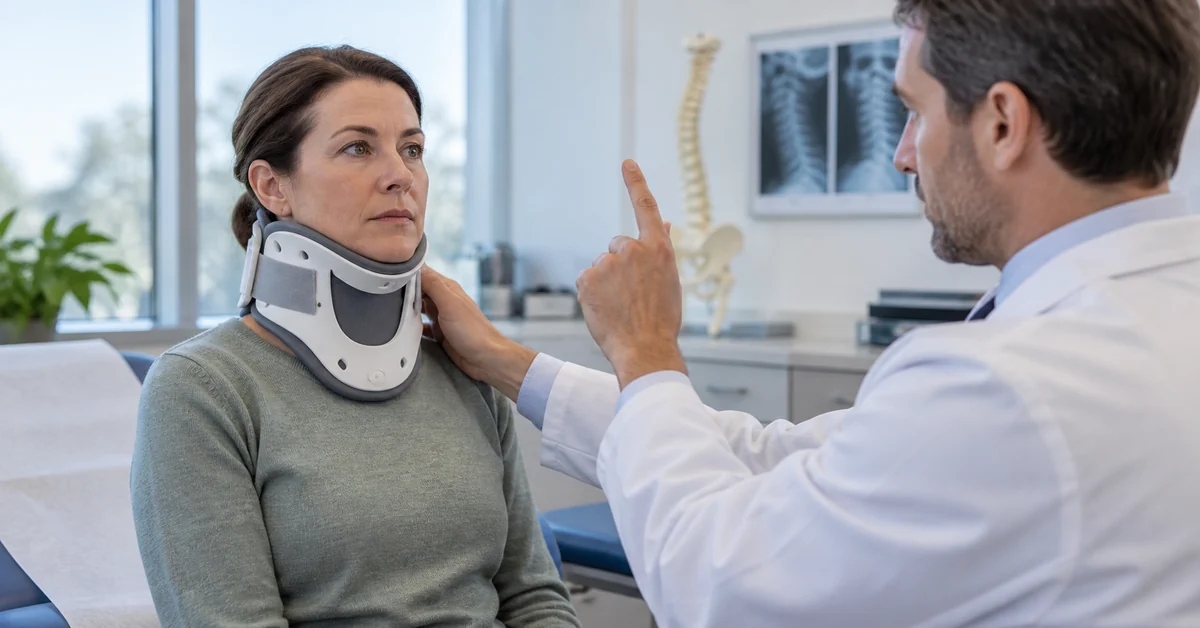 Clinician assessing a patient with suspected C2 fracture symptoms