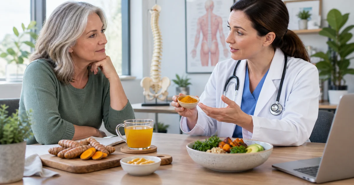 Clinician discussing turmeric foods and supplements for sciatica