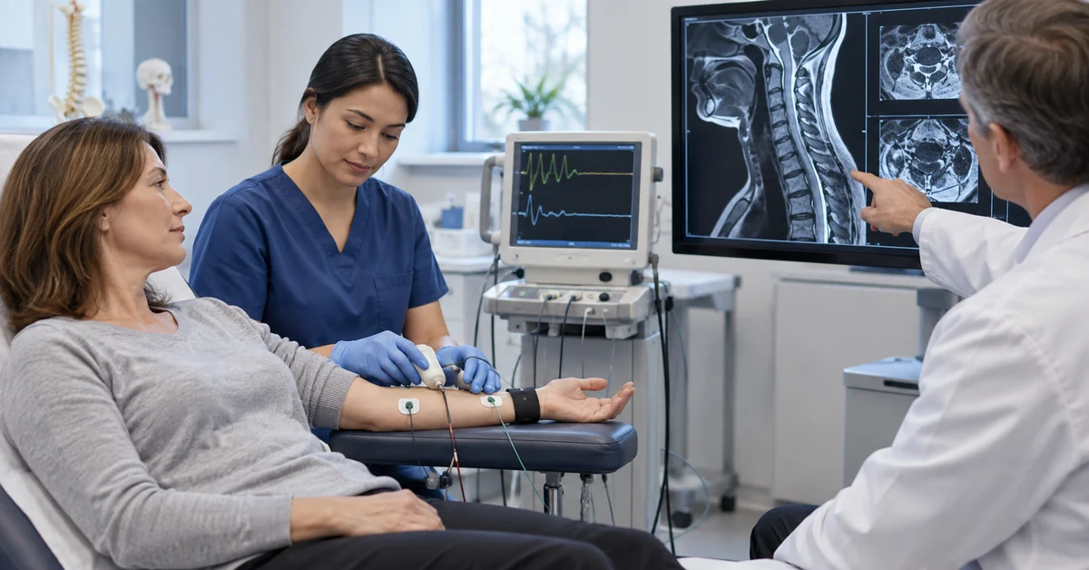 Nerve conduction testing and cervical MRI for hand numbness