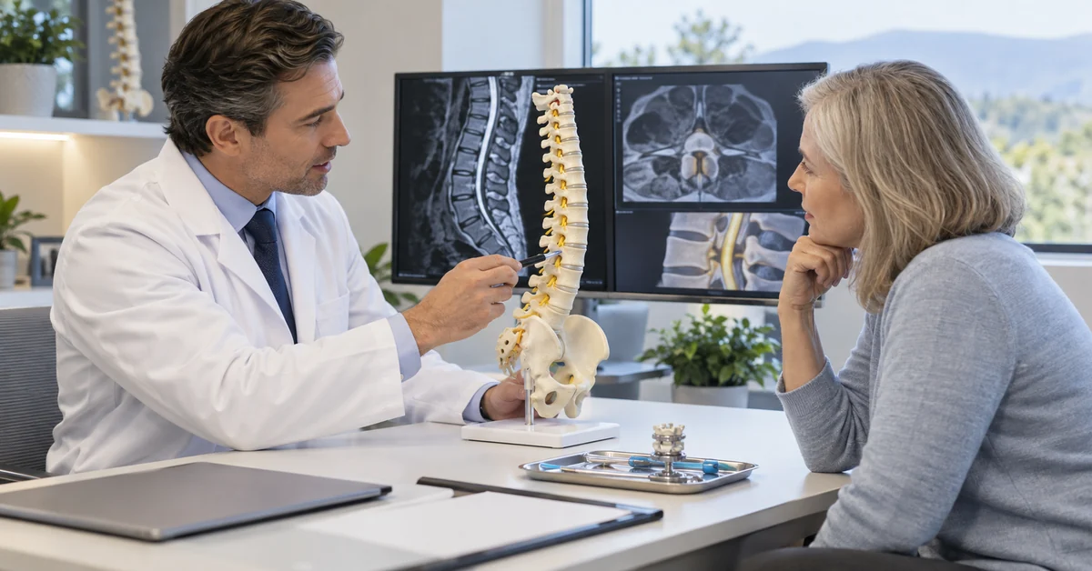 Spine specialist discussing modern spinal stenosis treatments
