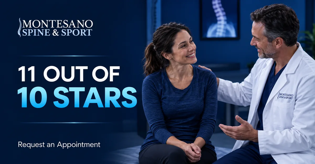 Patient sharing a positive spine surgery testimonial at Montesano Spine and Sport