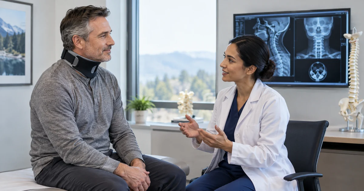Recovered C2 fracture patient attending a spine follow-up