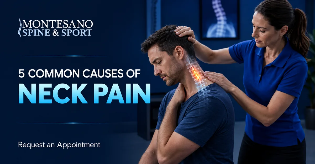 Spine specialist examining a patient with neck pain