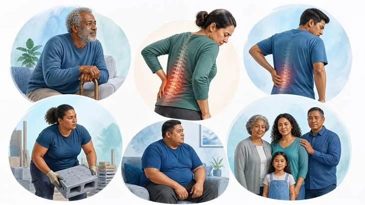 People representing age injury activity and other risk factors for back arthritis