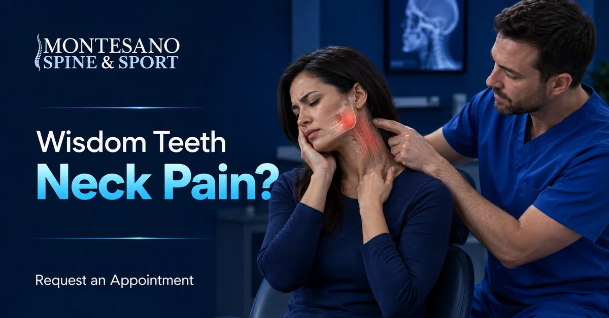 Clinician assessing jaw and neck pain associated with wisdom teeth