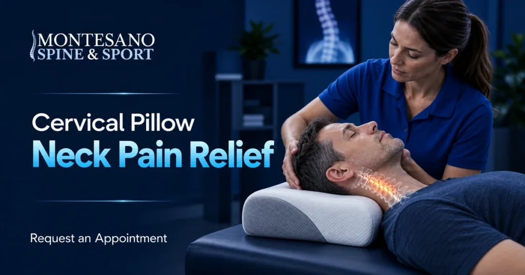 Cervical pillow supporting neutral neck alignment for neck pain relief