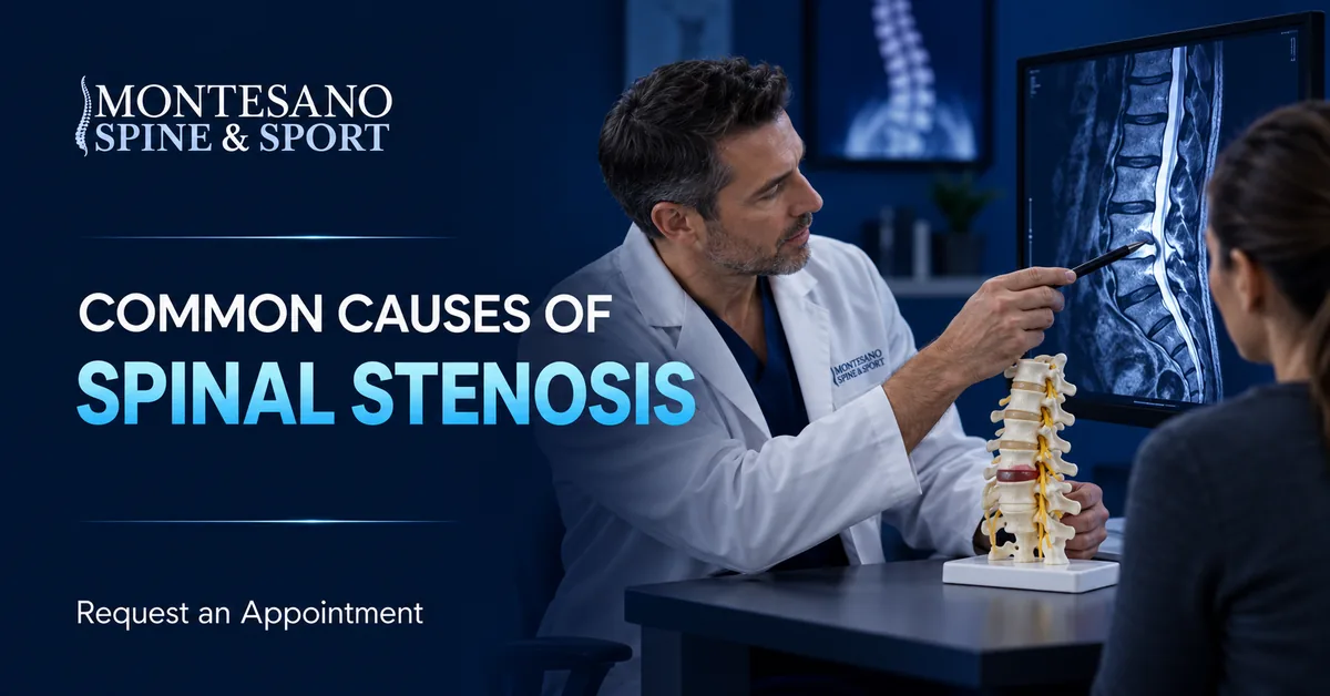 Spine specialist reviewing the common causes of spinal stenosis
