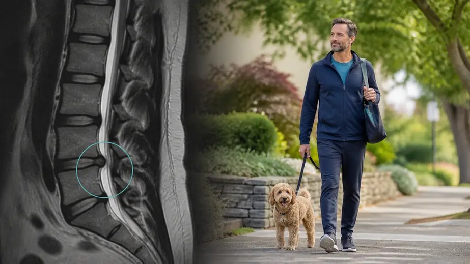Lumbar MRI next to an active person walking without pain