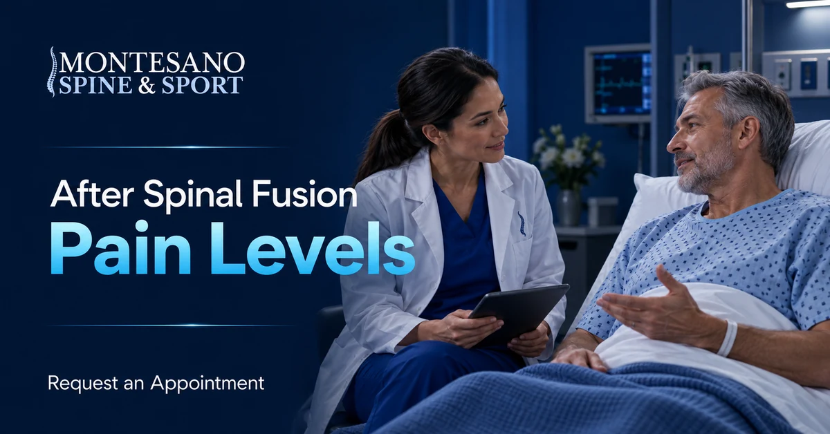 Patient discussing pain levels after spinal fusion surgery