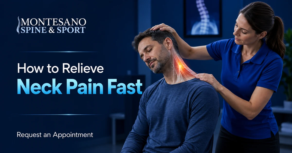 Physical therapist helping a patient relieve neck pain