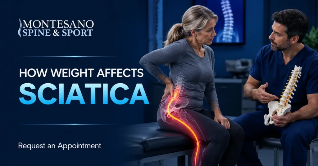 Spine specialist explaining how weight can affect sciatic nerve pain