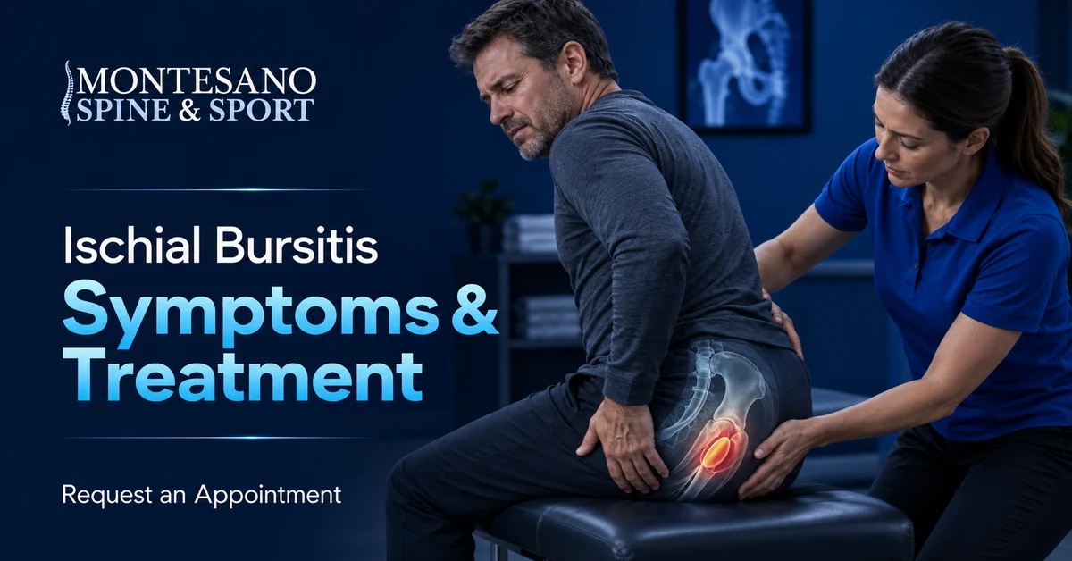 Clinician evaluating ischial bursitis symptoms and treatment