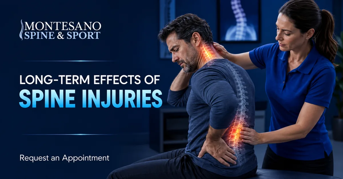 Spine specialist assessing the long-term effects of neck and spine injuries