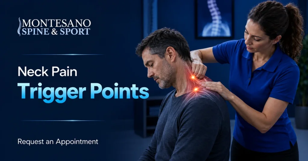 Physical therapist treating neck pain trigger points