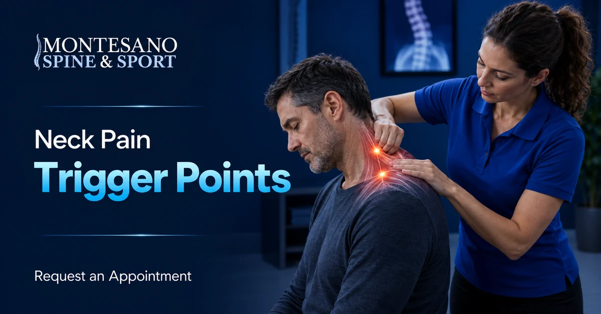 Physical therapist treating neck pain trigger points