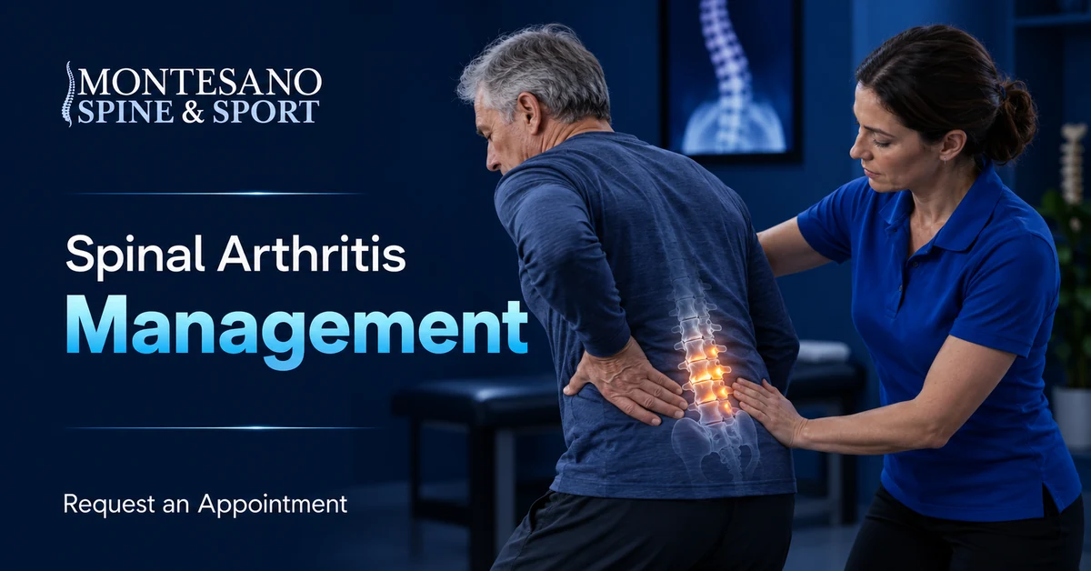 Physical therapist helping a patient manage spinal arthritis