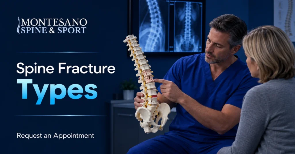 Spine specialist explaining different spine fracture types