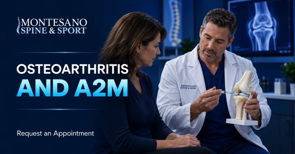 Spine specialist discussing A2M therapy for osteoarthritis pain