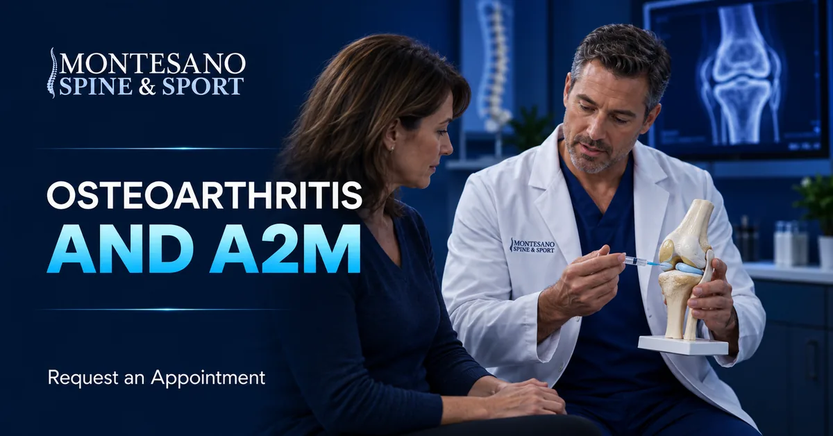 Spine specialist discussing A2M therapy for osteoarthritis pain