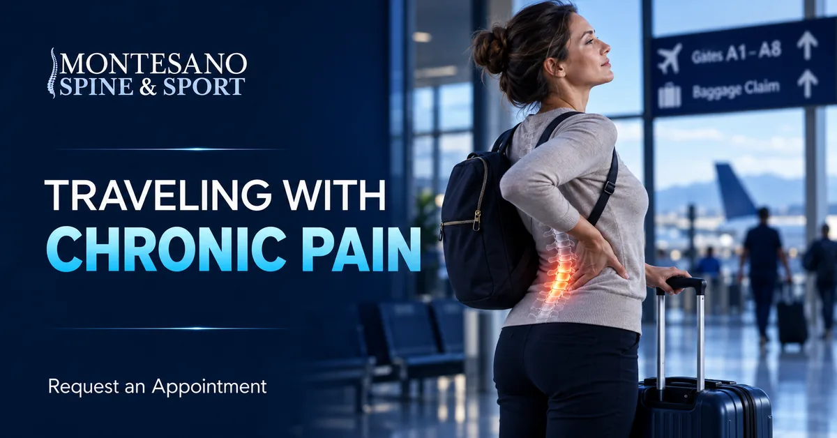 Traveler managing chronic back pain during a journey