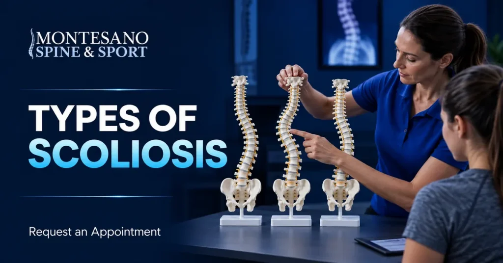 Medical illustration comparing different types of scoliosis