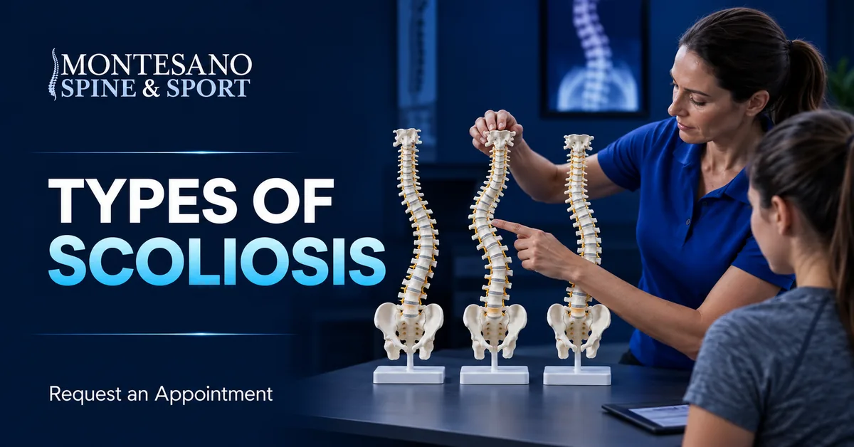 Medical illustration comparing different types of scoliosis