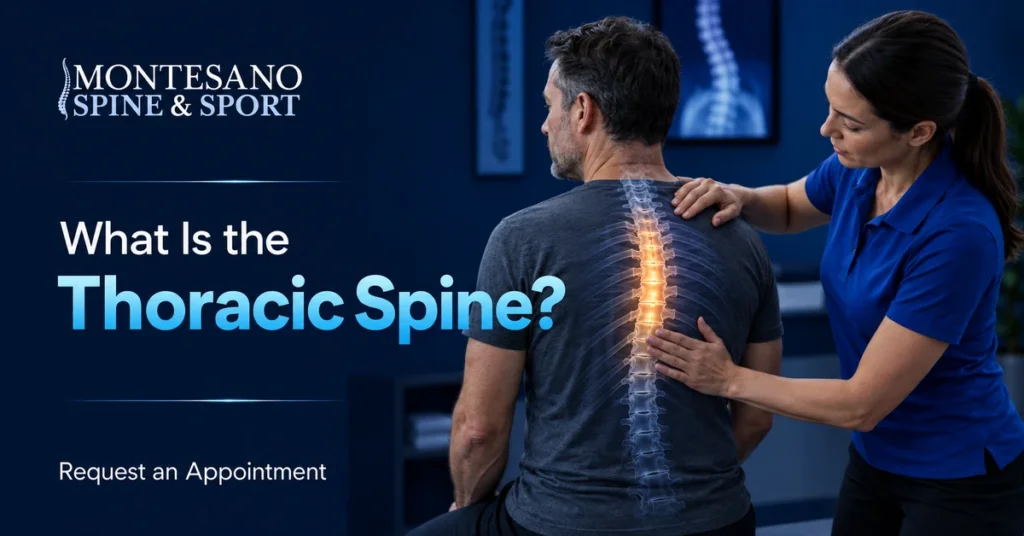 Clinician examining the thoracic spine and mid-back