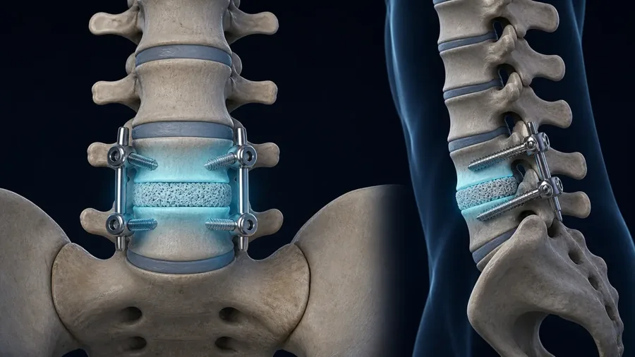 Lumbar fusion hardware and bridging bone graft