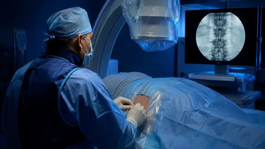 Fluoroscopy-guided lumbar epidural steroid injection procedure
