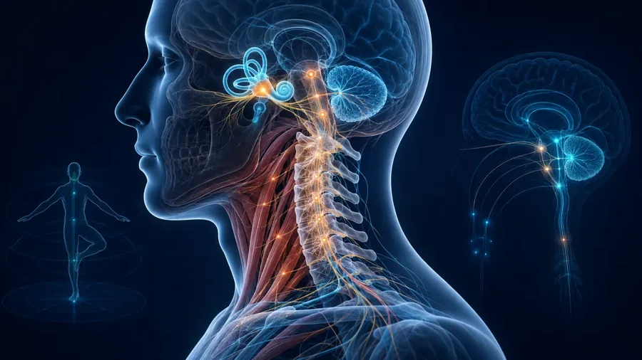 Illustration connecting cervical proprioception with the inner-ear balance system